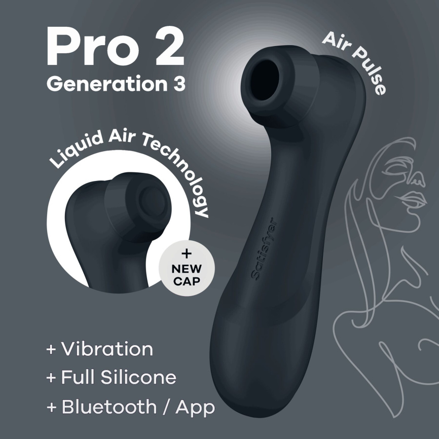 Вакуумний кліторальний стимулятор Satisfyer Pro 2 Generation 3 with Liquid Air Connect App Dark Grey фото 1