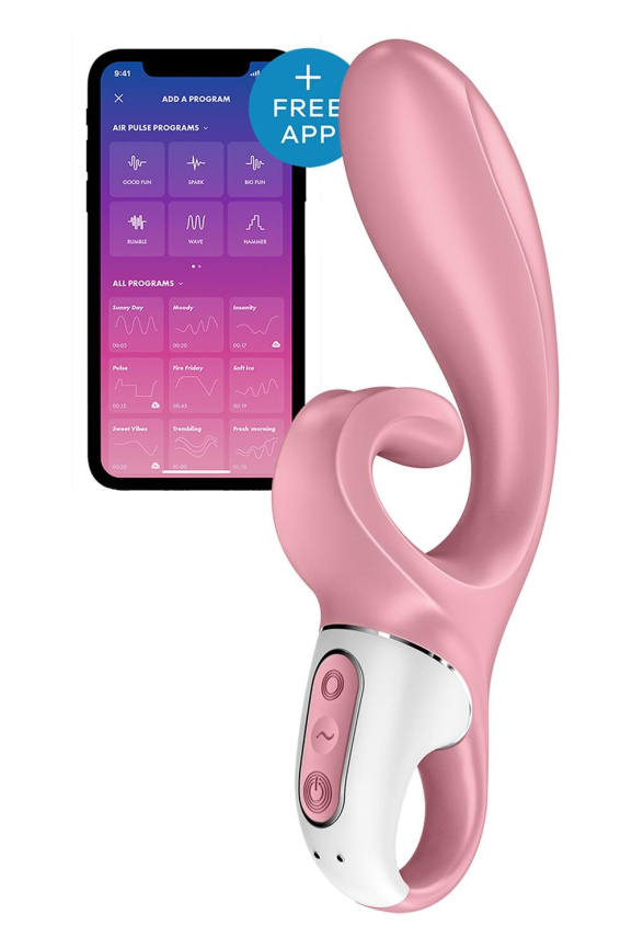 Смарт вібратор-кролик Satisfyer Hug Me Pink, 2 мотори, діаметр 4,2см, широка кліторальна частина фото 1