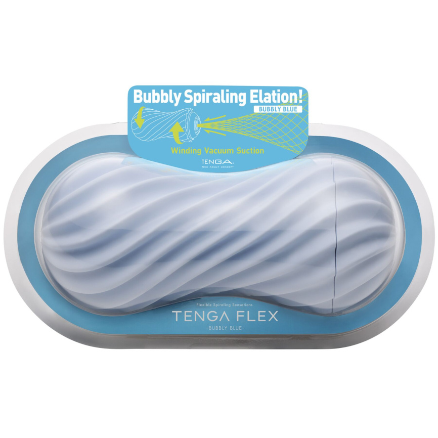 Мастурбатор Tenga FLEX Bubbly Blue зі змінною інтенсивністю, можна скручувати, вакуум фото 3