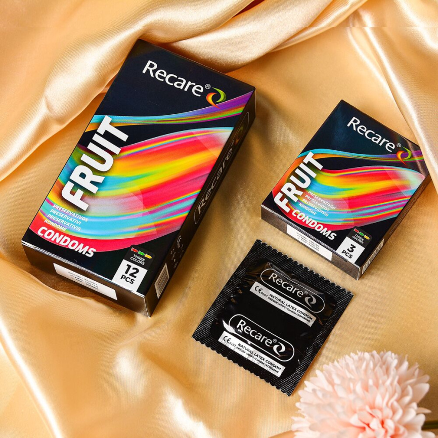 Презервативи Holographic Recare Fruit Flavour Condoms 12 шт, аромати: м'ята, банан, полуниця фото 5