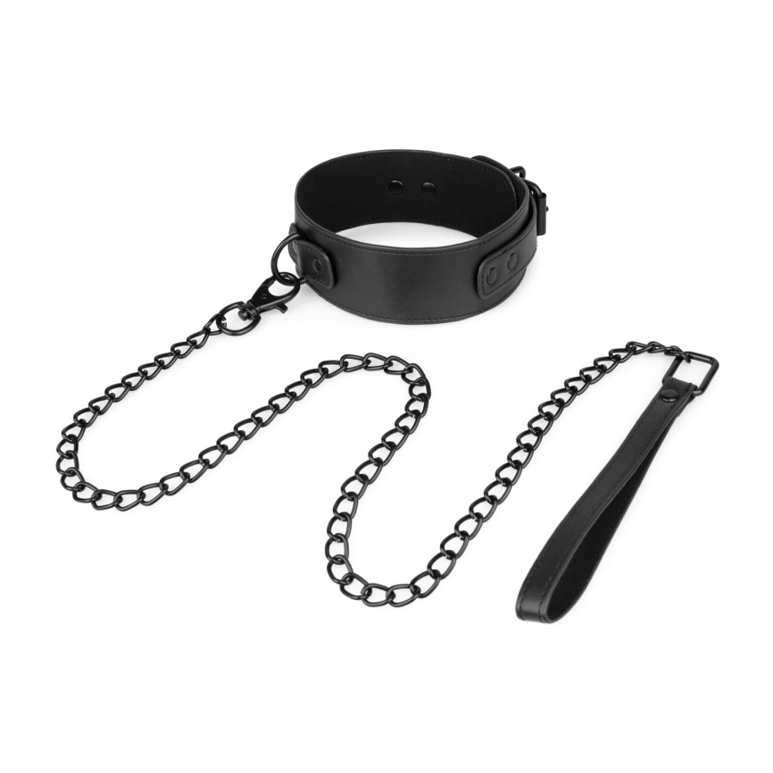 Ошейник с поводком Bedroom Fantasies: Faux Leather Collar & Chain фото 1