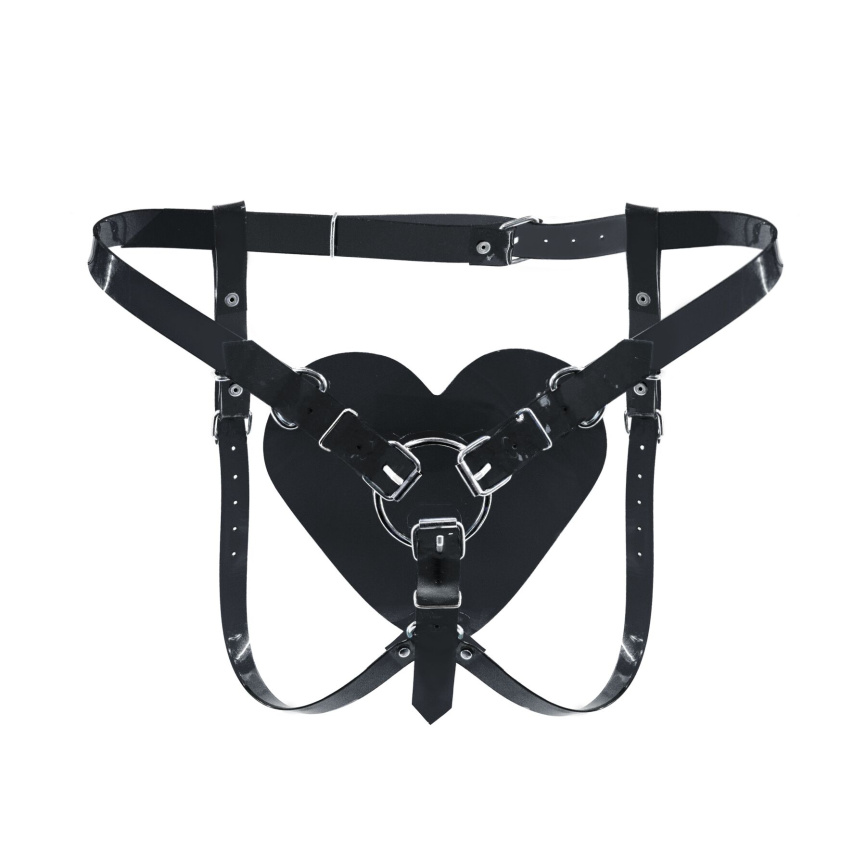 Трусики Серце для страпону Feral Feelings - Hearts Strap-on Belt Black фото 1