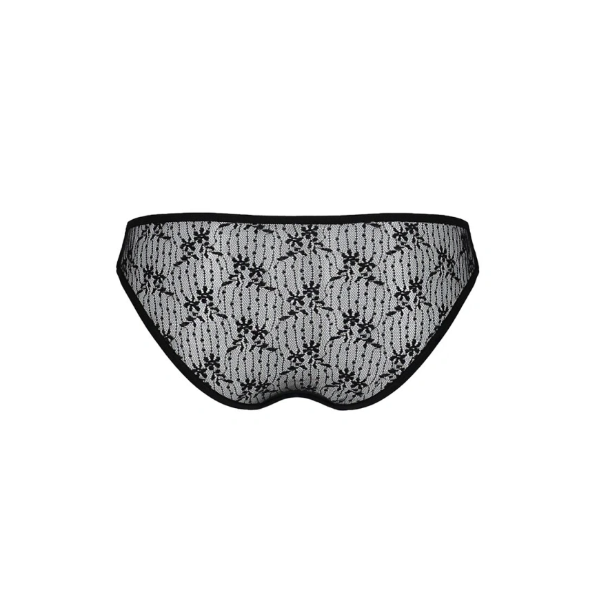 Трусики-слипы с кружевной сеточкой Passion DINA THONG S/M, black фото 12