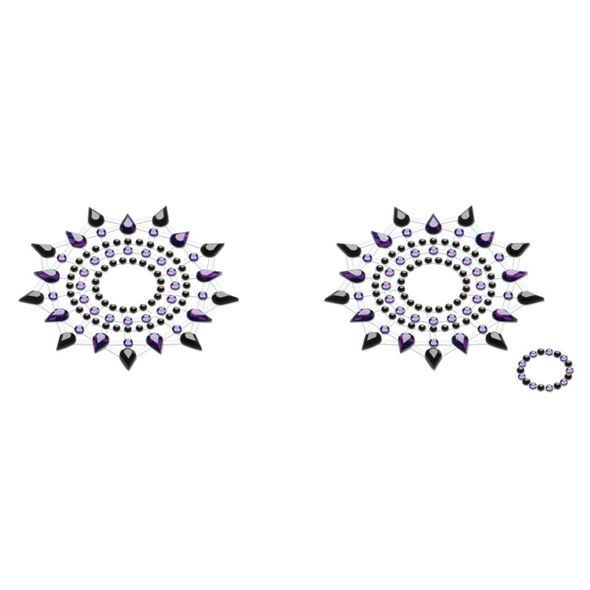 Пестіс з кристалів Petits Joujoux Gloria set of 2 - Black/Purple, прикраса на груди фото 1