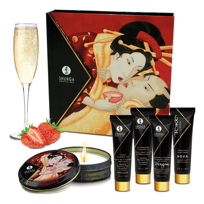 Подарочный набор Shunga GEISHAS SECRETS - Sparkling Strawberry Wine: для шикарной ночи вдвоем фото 1