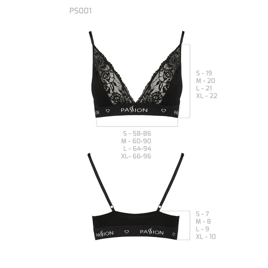 Еластичний топ з мереживом Passion PS001 TOP M, black фото 6