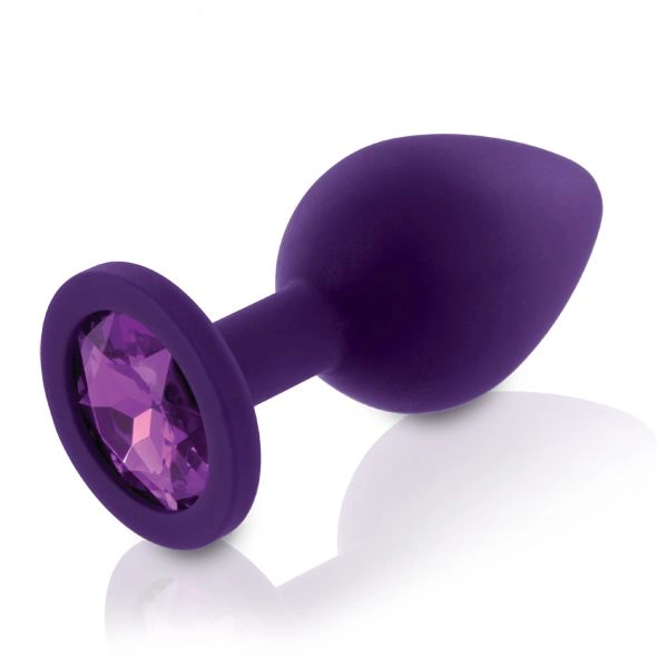 Набор силиконовых анальных пробок с кристаллом Rianne S: Booty Plug Set Purple, диаметр 3,2см, 3,5см, 4,2см фото 5