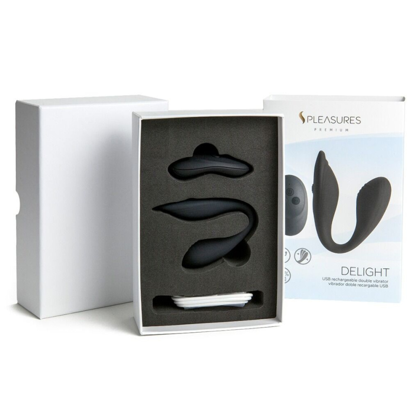 Подвійний вібратор S Pleasures Premium Delight, чорний, для клітора та точки G, 10 режимів фото 3