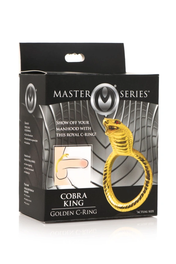 Эрекционное кольцо с головой кобры Master Series: Cobra King Golden Cock Ring фото 5
