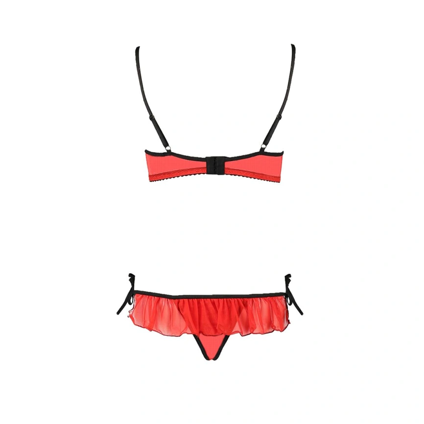 Комплект белья Passion Exclusive CHERRY SET OpenBra XXL/XXXL, red, открытый лиф, трусики-юбочка фото 10