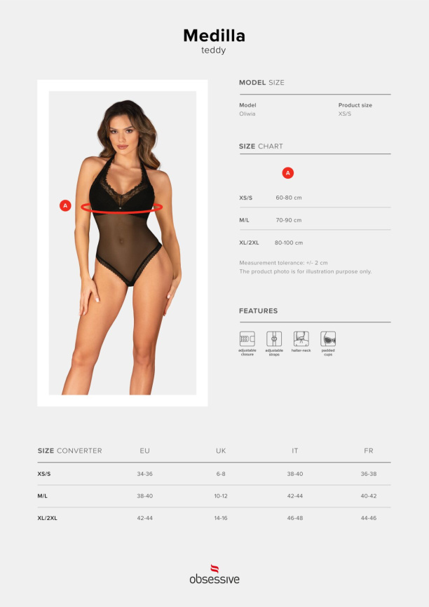 Боді Obsessive Medilla teddy XL/2XL фото 5