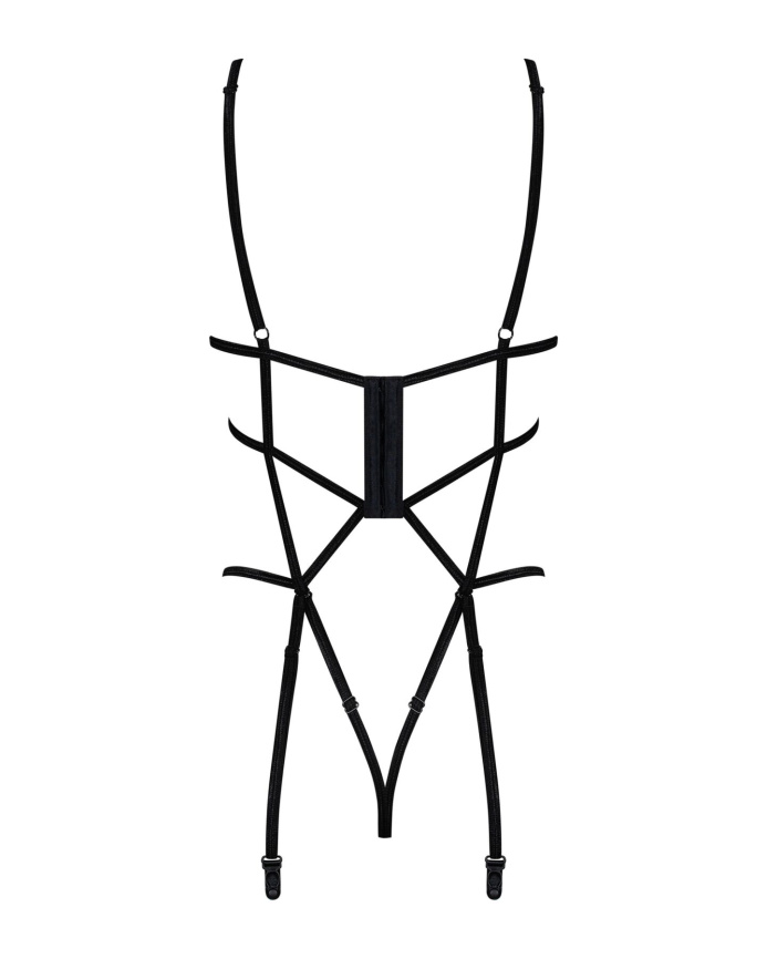 Боді зі стреп із доступом Obsessive Badossa crotchless teddy L/XL, чорний фото 6