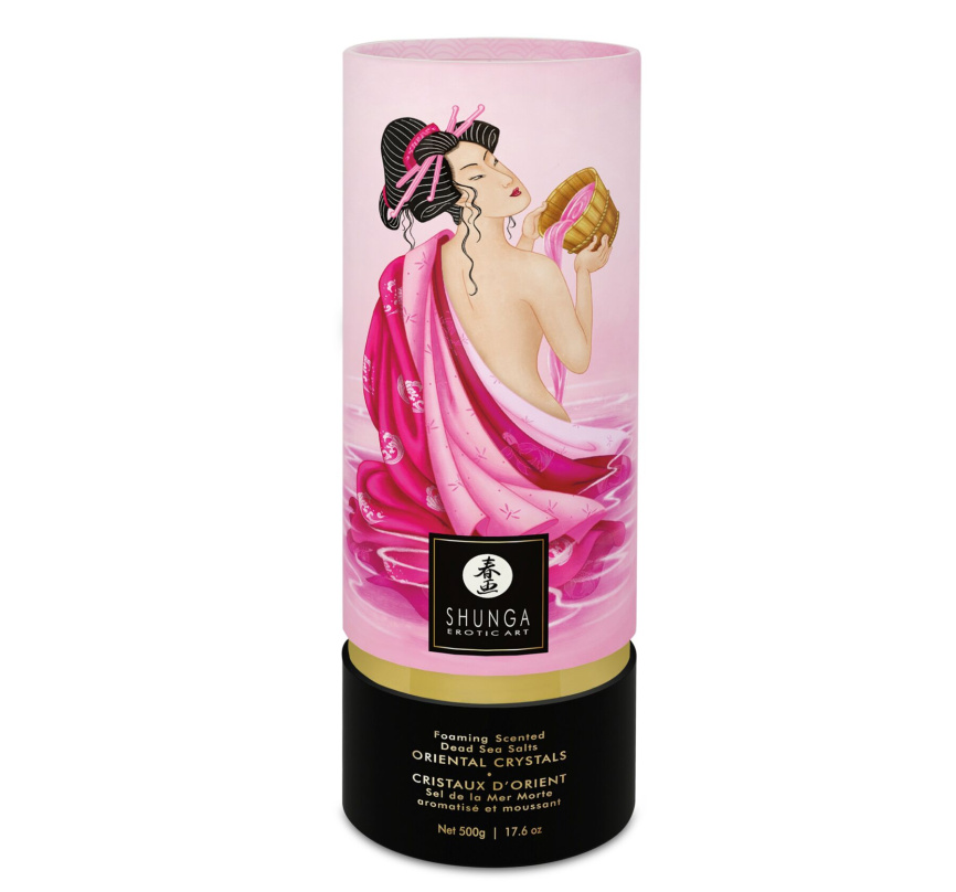 Пінлива сіль для ванни Shunga Dead Sea salt Oriental Crystals — Rose Petal (500 г), Мертвого моря фото 1