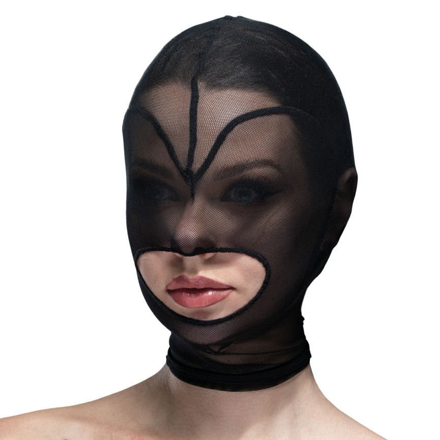 Маска серце сітка з відкритим ротом Feral Feelings - Hearts Mask Black/Black фото 1