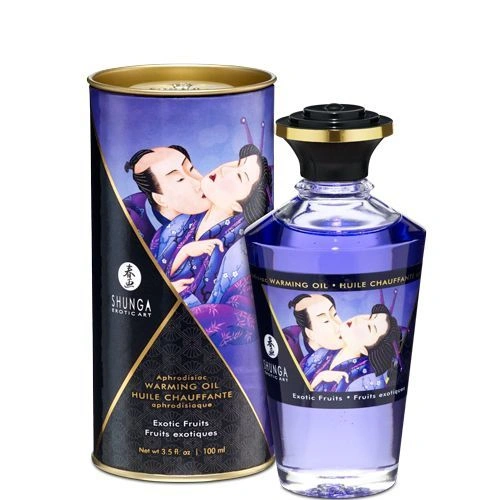 Разогревающее масло Shunga Aphrodisiac Warming Oil - Exotic Fruits (100 мл) без сахара, вкусный фото 1