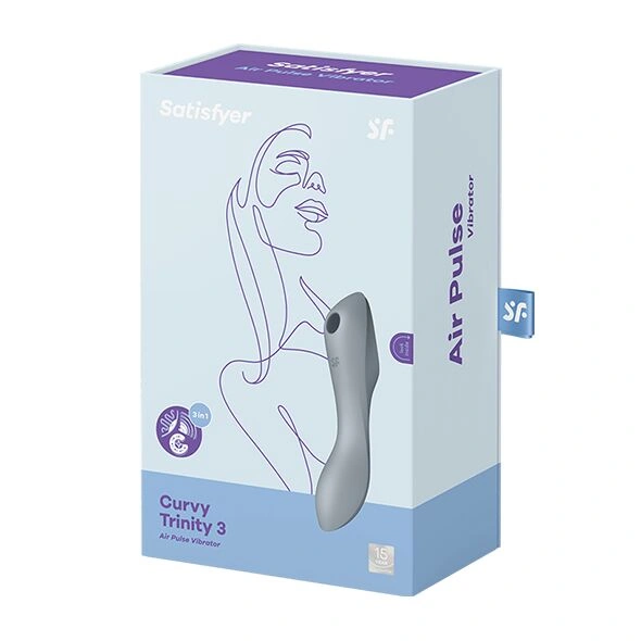Вакуумный стимулятор с вибрацией Satisfyer Curvy Trinity 3 BlueGrey фото 5