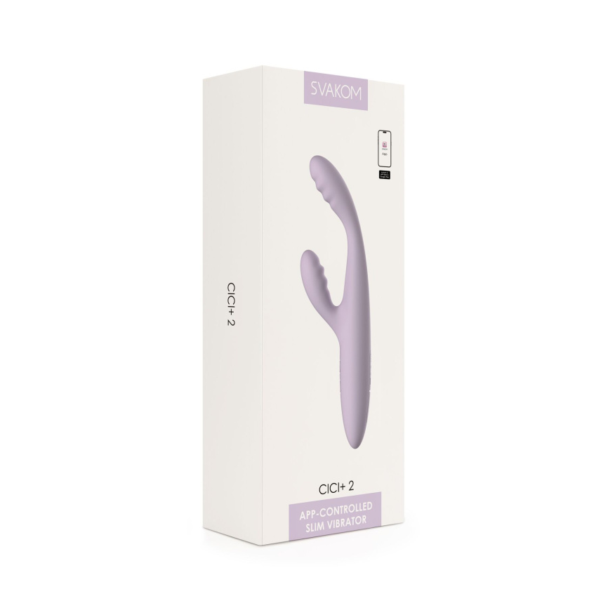 Тонкий кролик-вібратор Svakom Cici+ 2 Lilac, керування зі смартфона, підігрів до 38 °C фото 8
