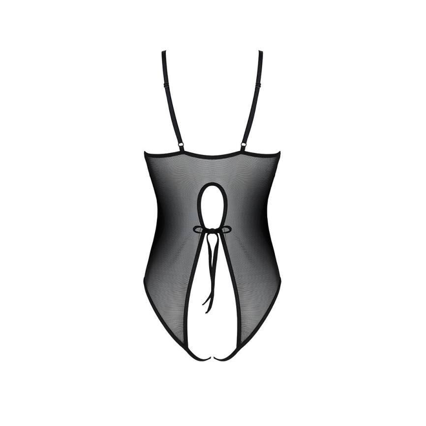 Боді з ажурним декором та відкритим кроком Passion URSULA BODY S/M, black фото 4
