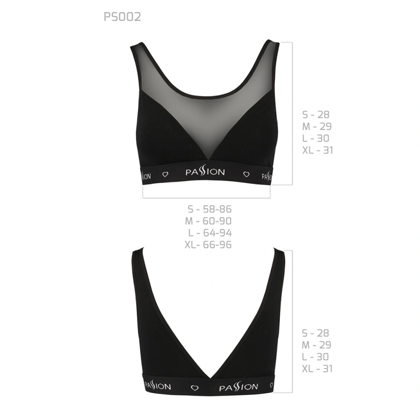 Топ с прозрачной вставкой Passion PS002 TOP S, black фото 13
