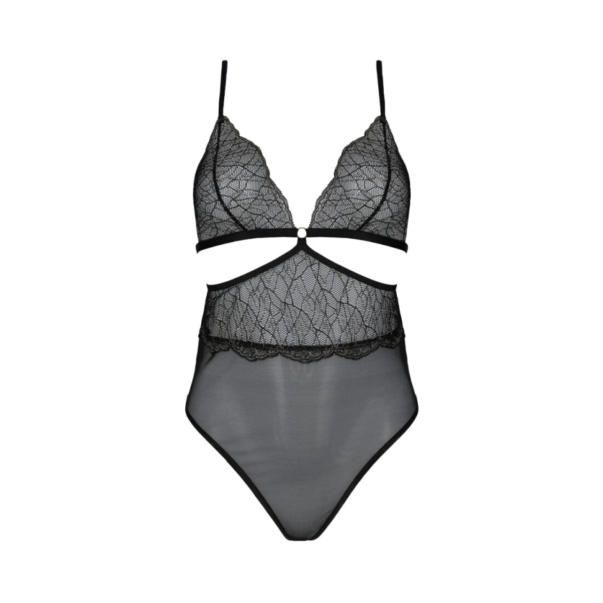 Боди Passion AMBERLY BODY 4XL/5XL black, ассиметричный крой, кружевной лиф, золотая нить фото 7