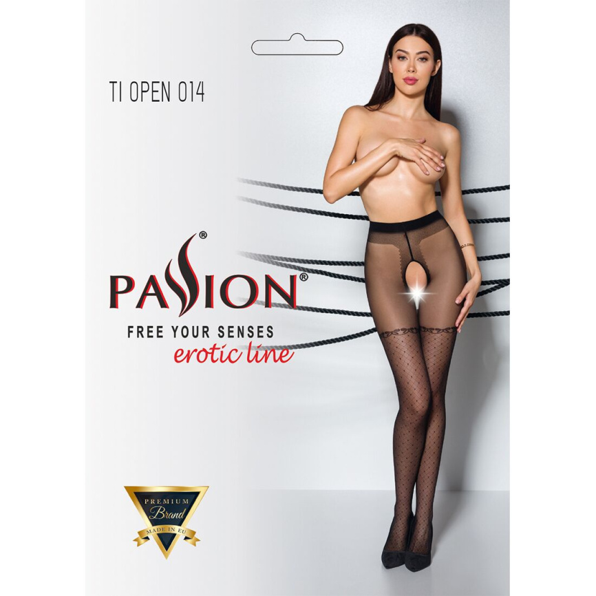 Колготки з відкритим доступом, імітація панчіх Passion TIOPEN 014 3/4 (20 den), black фото 5