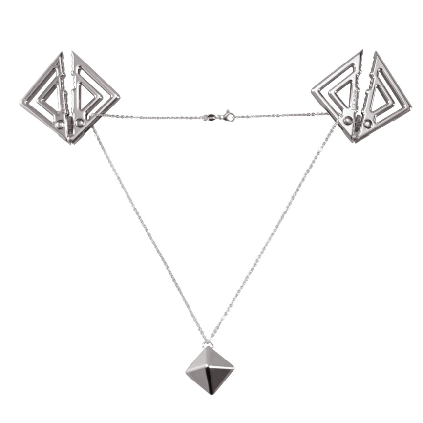 Затискачі для сосків з важкою підвіскою LOCKINK Adjustable Nipple Clamps with Heavy Pendant, під срібло фото 1