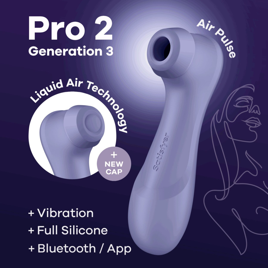 Вакуумний кліторальний стимулятор Satisfyer Pro 2 Generation 3 with Liquid Air Connect App Lilac фото 1
