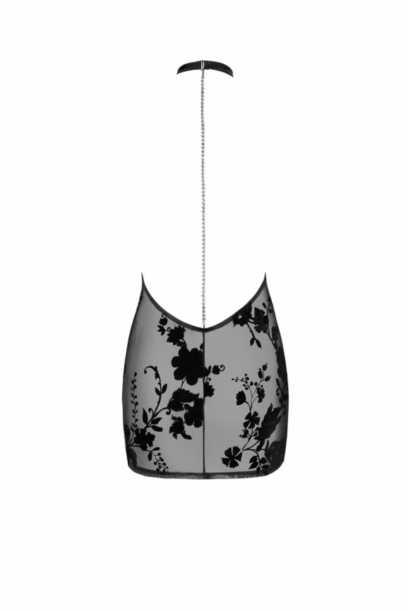 Сукня Noir Handmade F313 Mythos, XXL, black, прозора, міні, відкрита спина, декор зі стразів фото 6