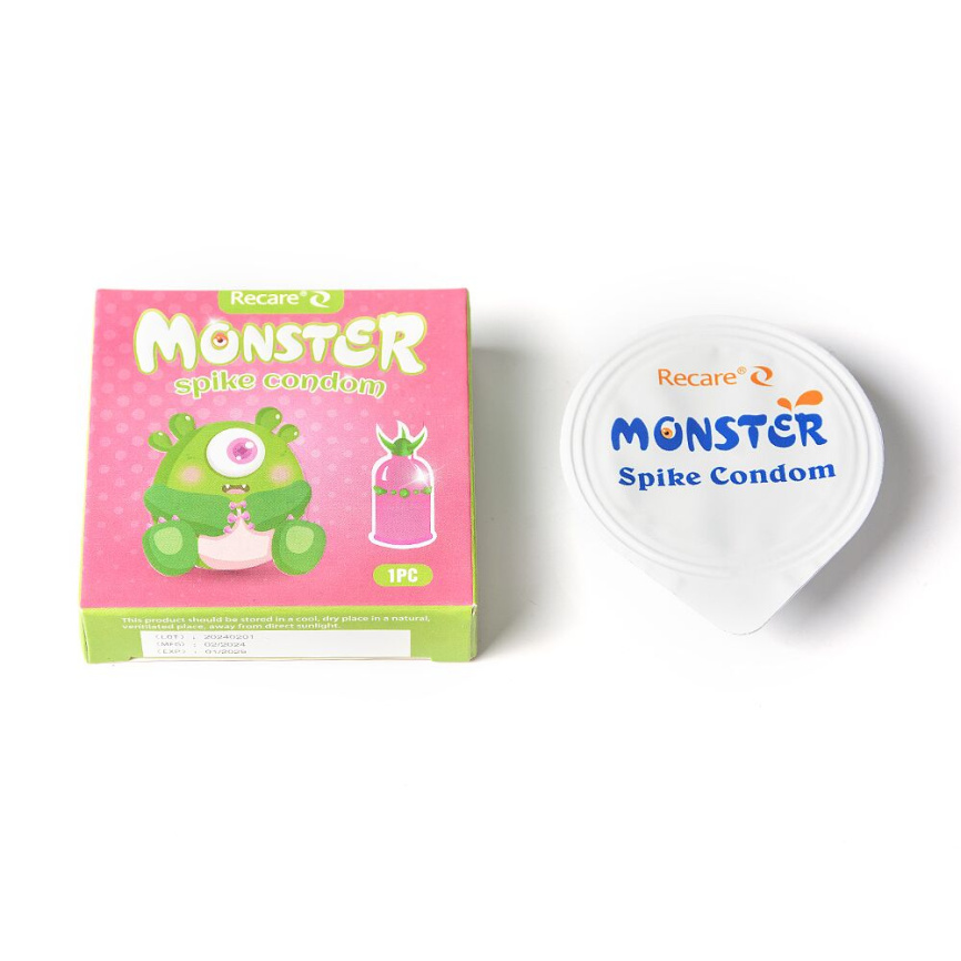 Насадка на член Recare Green Monster Spike Condom (презерватив з рядом кульок і вусиками на кінчику) фото 4