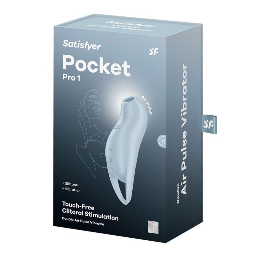 Вакуумний кліторальний стимулятор з вібрацією Satisfyer Pocket Pro 1 Blue фото 5