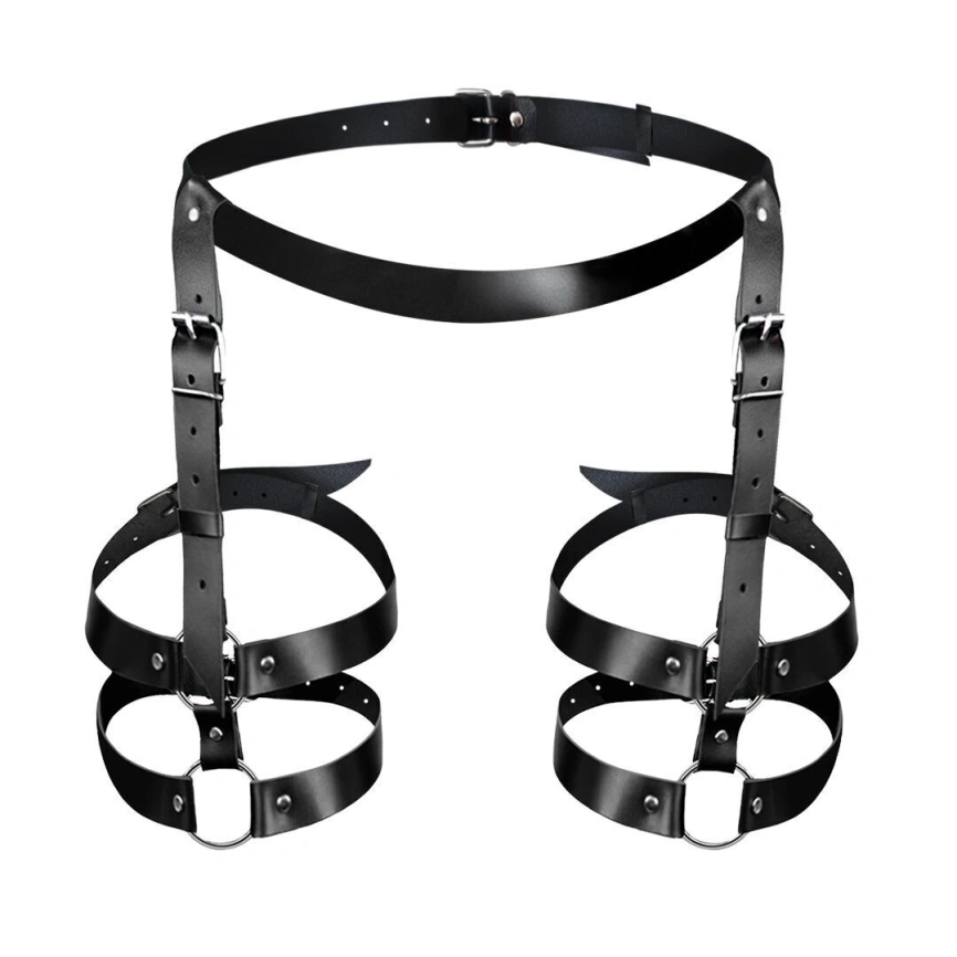 Кожаные гартеры Art of Sex - Melani Leather garters, Черные L-2XL фото 1