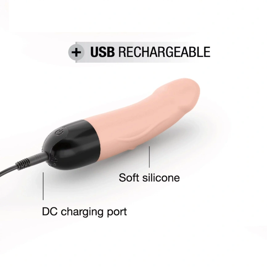 Вибратор Dorcel Real Vibration S Flesh 2.0, диам 3,7см, перезаряжаемый, для точки G фото 5