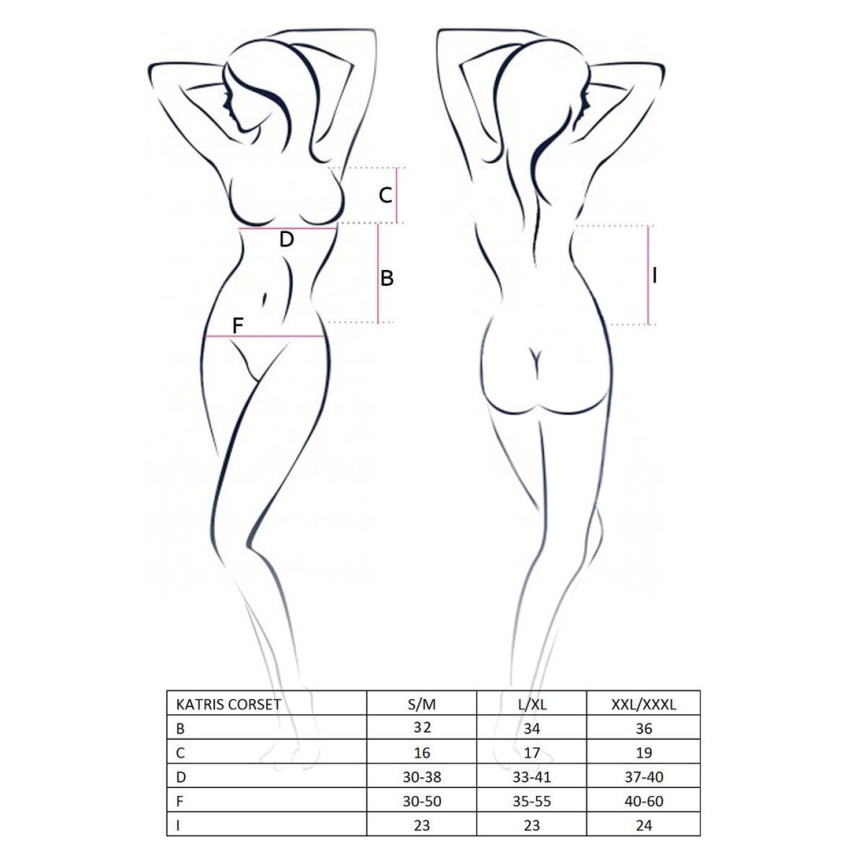 Корсет з пажами Passion KATRISS CORSET XXL/XXXL, black, трусики, шнурівка фото 5