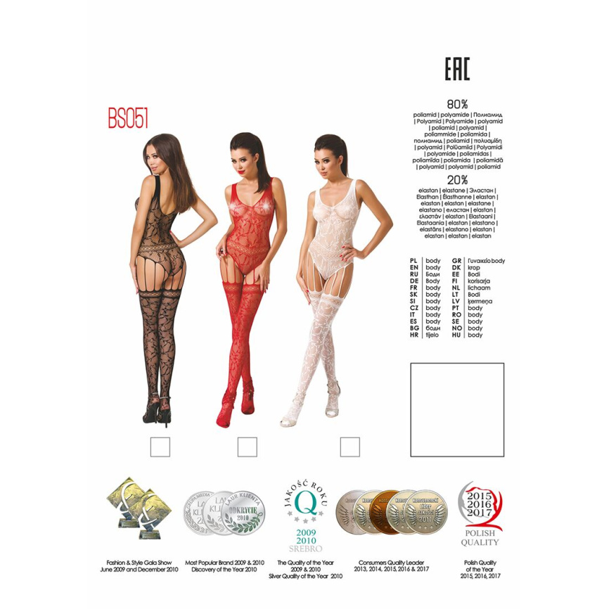 Бодістокінг Passion BS051 white, комбінезон, імітація панчох і боді фото 5