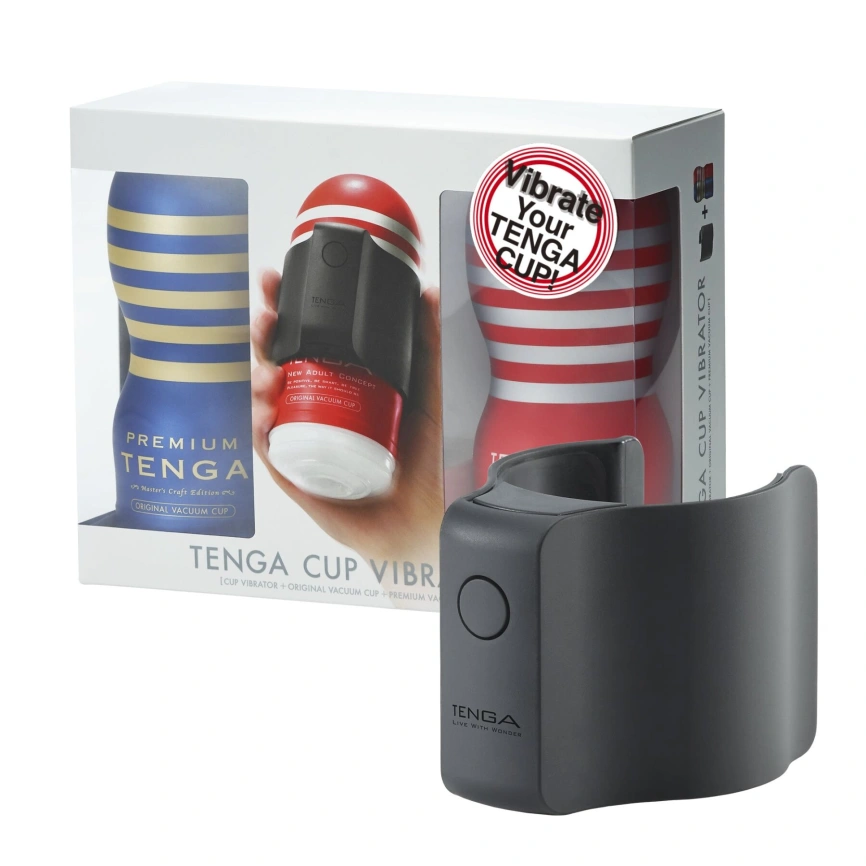 Вибронасадка Tenga CUP VIBRATOR, 7 режимов, 2 мастурбатора в комплекте фото 1