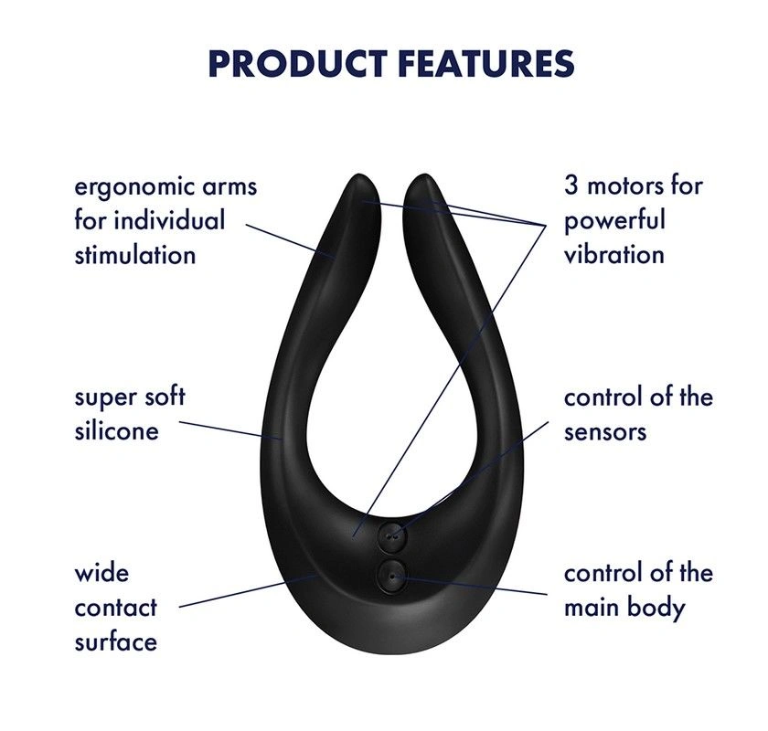 Вибратор для пар Satisfyer Endless Joy Black, 3 независимых мотора, многофункциональный фото 3