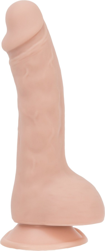 Вигнутий фалоімітатор на присосці ADDICTION — BRAD 7,5″ Dildo With Balls, Beige фото 1
