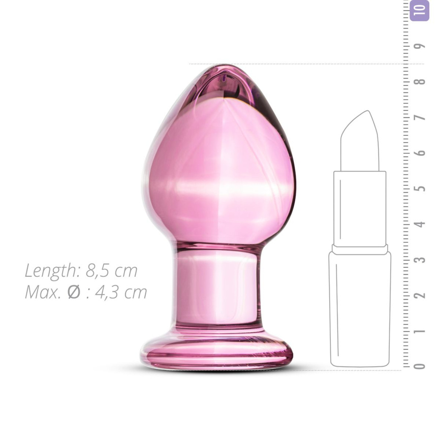 Рожева анальна пробка зі скла Gildo Pink Glass Buttplug No. 27 фото 3