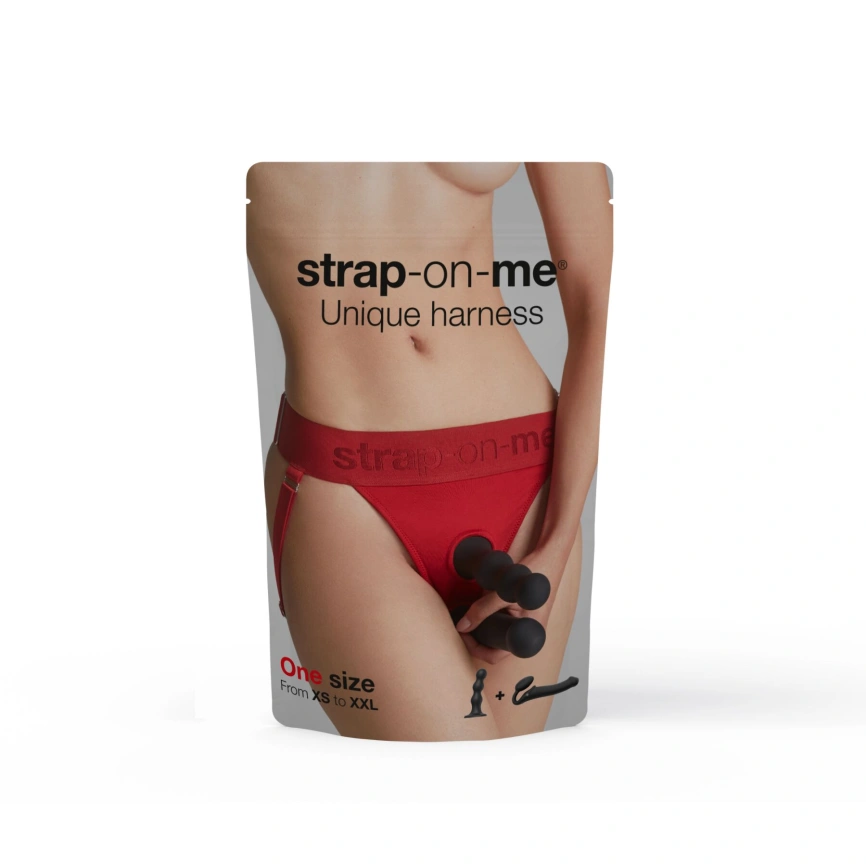 Трусики для страпона Strap-On-Me HARNAIS LINGERIE UNIQUE, One Size, красные фото 7