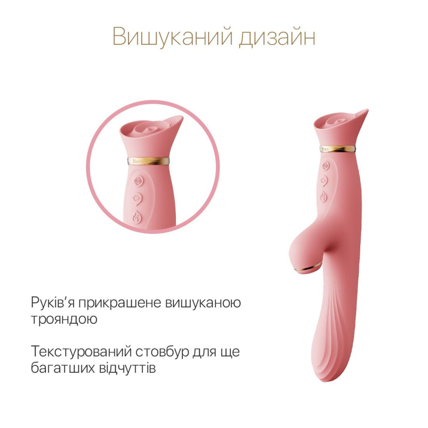 Вібратор з підігрівом та вакуумною стимуляцією клітора Zalo - ROSE Vibrator Strawberry Pink фото 3