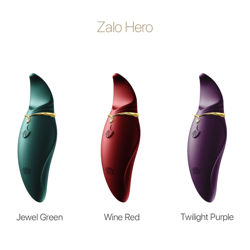 Вібратор 2в1 з язичком Zalo — Hero Jewel Green, кристал Swarovski фото 8