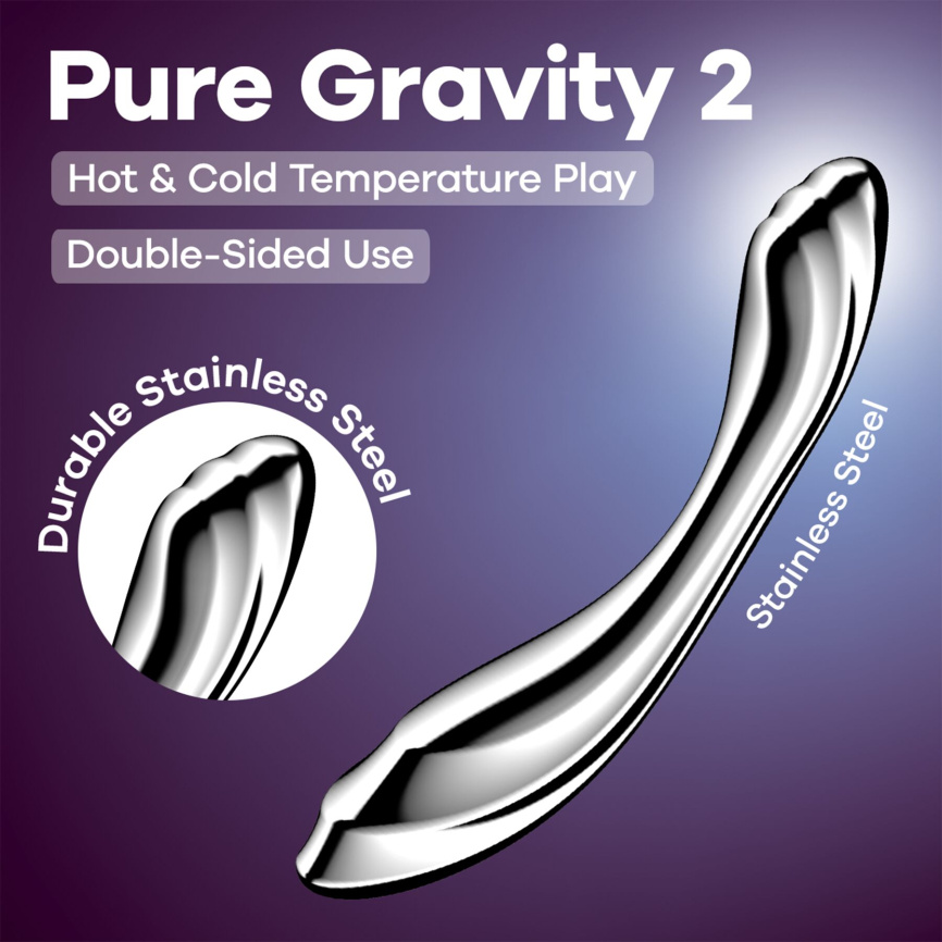 Металевий дилдо Satisfyer Pure Gravity 2, двосторонній, можна нагрівати й охолоджувати, дуже важкий фото 6