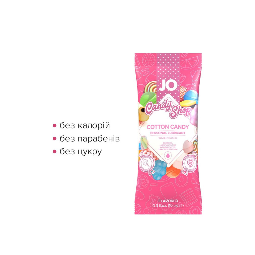 Набір лубрикантів Foil Display Box – JO H2O Lubricant – Cotton Candy – 12 × 10ml фото 3