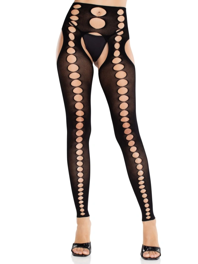 Колготки Leg Avenue Seamless Opaque Footless Suspender Hose One Size Black фото 1