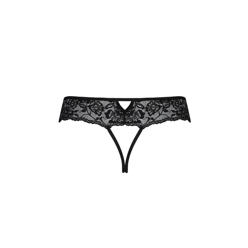 Мереживні стрінги з доступом Passion SENIA THONG L/XL, black фото 6