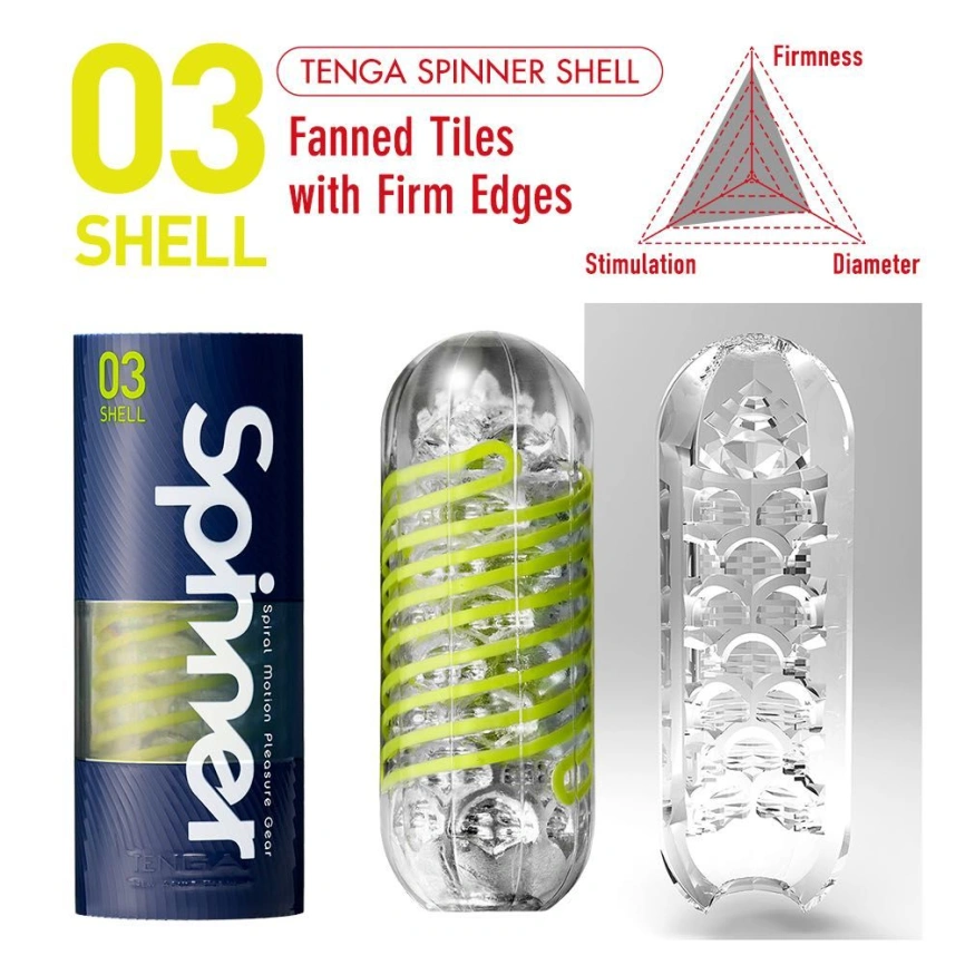 Мастурбатор Tenga Spinner 03 Shell с упругой стимулирующей спиралью внутри фото 3