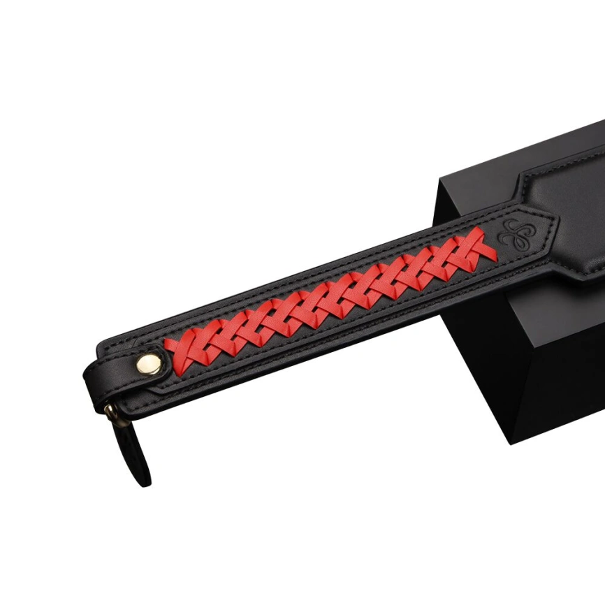Паддл LOCKINK SEVANDA Braided-handle Spanking Paddle, черно-красный, гладкий, с плетением на ручке фото 3