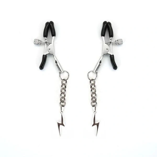 Зажимы для сосков Liebe Seele Lightning Nipple Clamps Silver, подвеска-молния фото 1