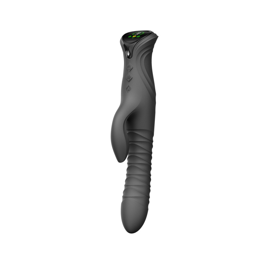 Смарт пульсатор-кролик з вібрацією Zalo Mose 2 Obsidian Black, підігрів до 42 °C, кристал Swarovski фото 1