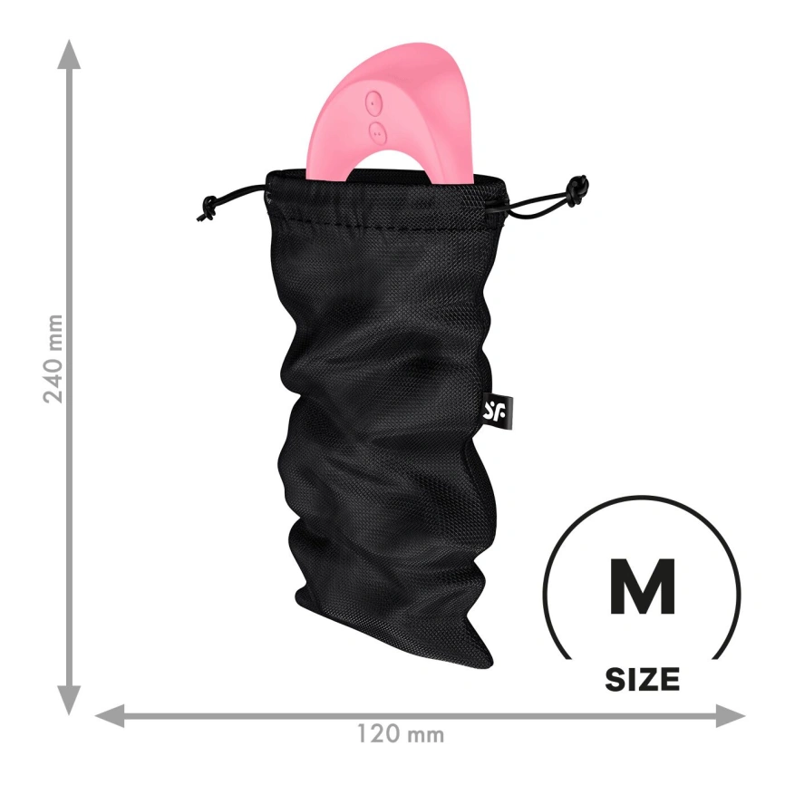 Мешочек для секс-игрушек Satisfyer Treasure Bag M, черный, на шнурке фото 1